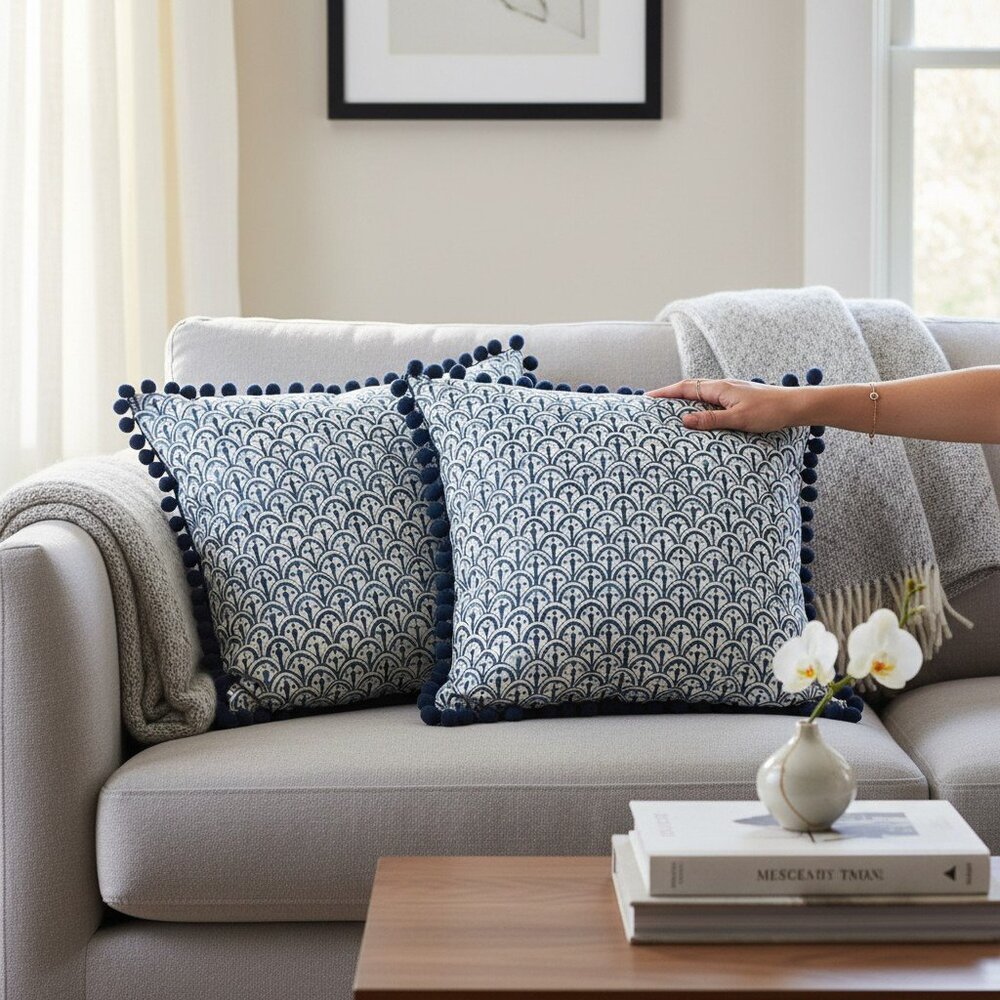 Printed pillow OGEE from India, set of 2